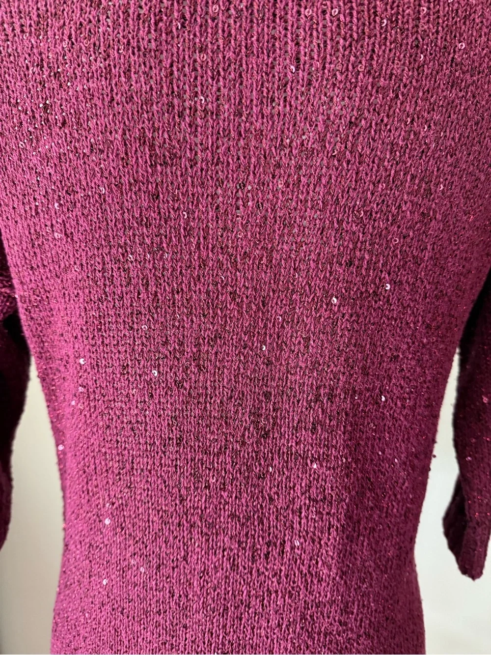 a.n.a Cranberry Scoop Neck Sparkly Sequined Sweater - Picture 4 of 7